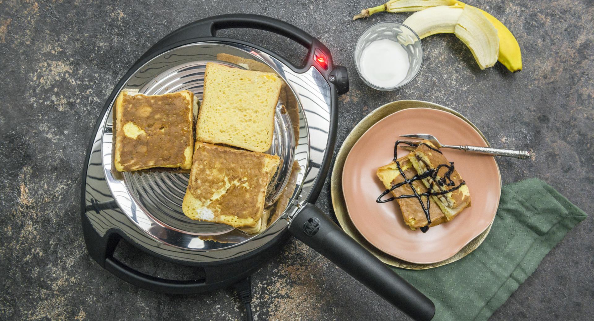 tostadas francesas con chocolate y platano