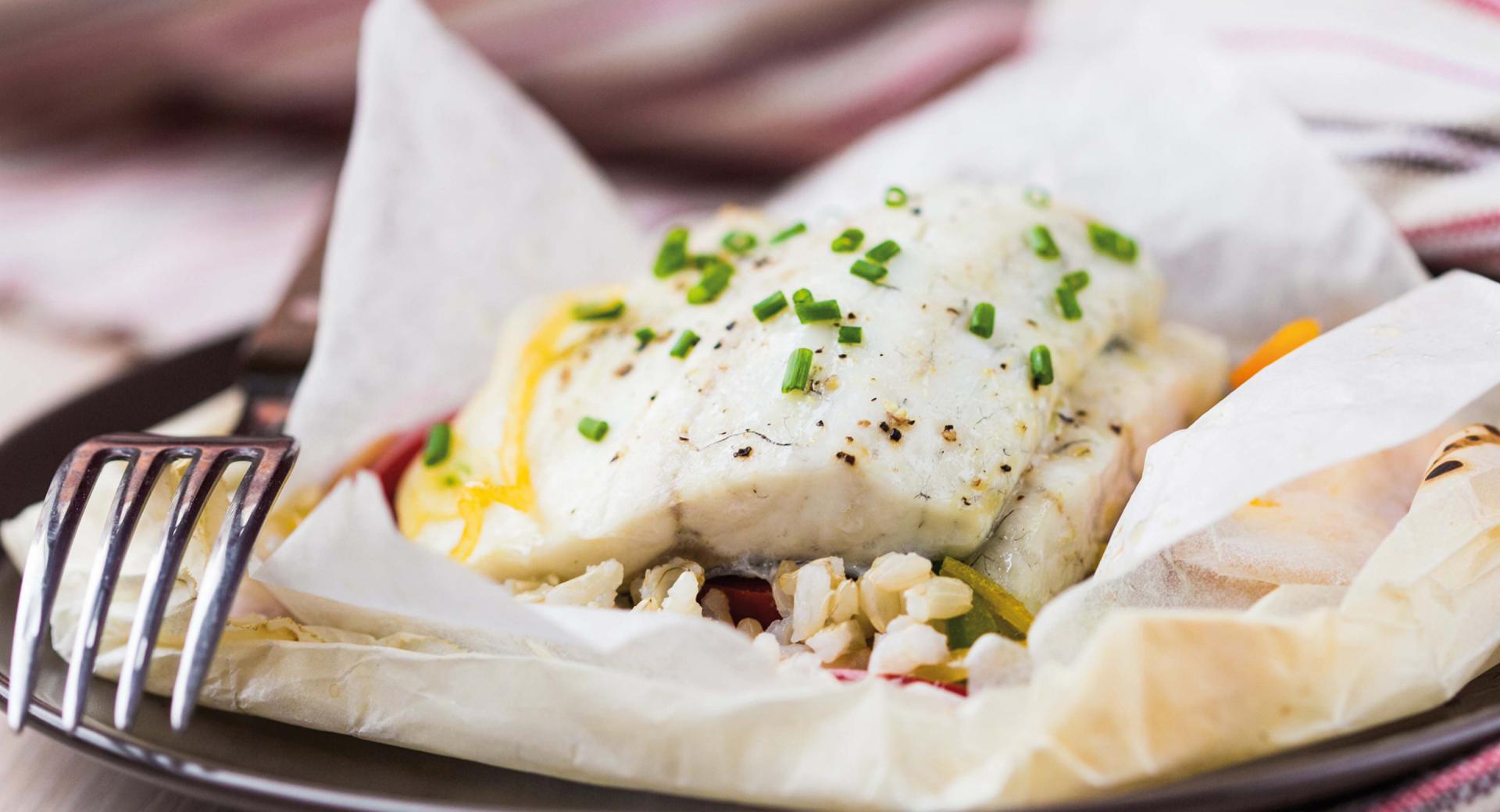 Dorada en papillote con arroz basmati