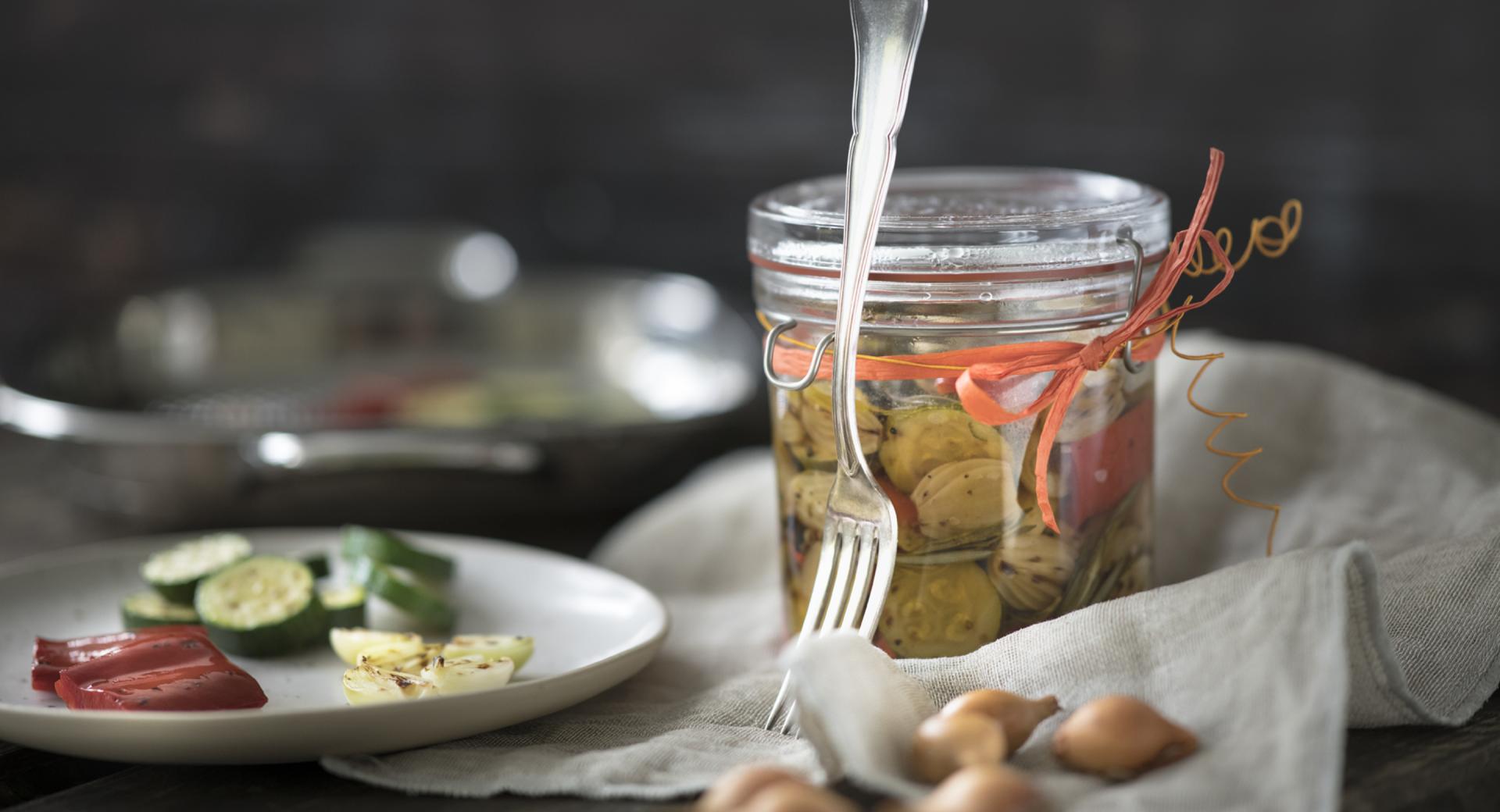 Verduras adobadas a la parrilla