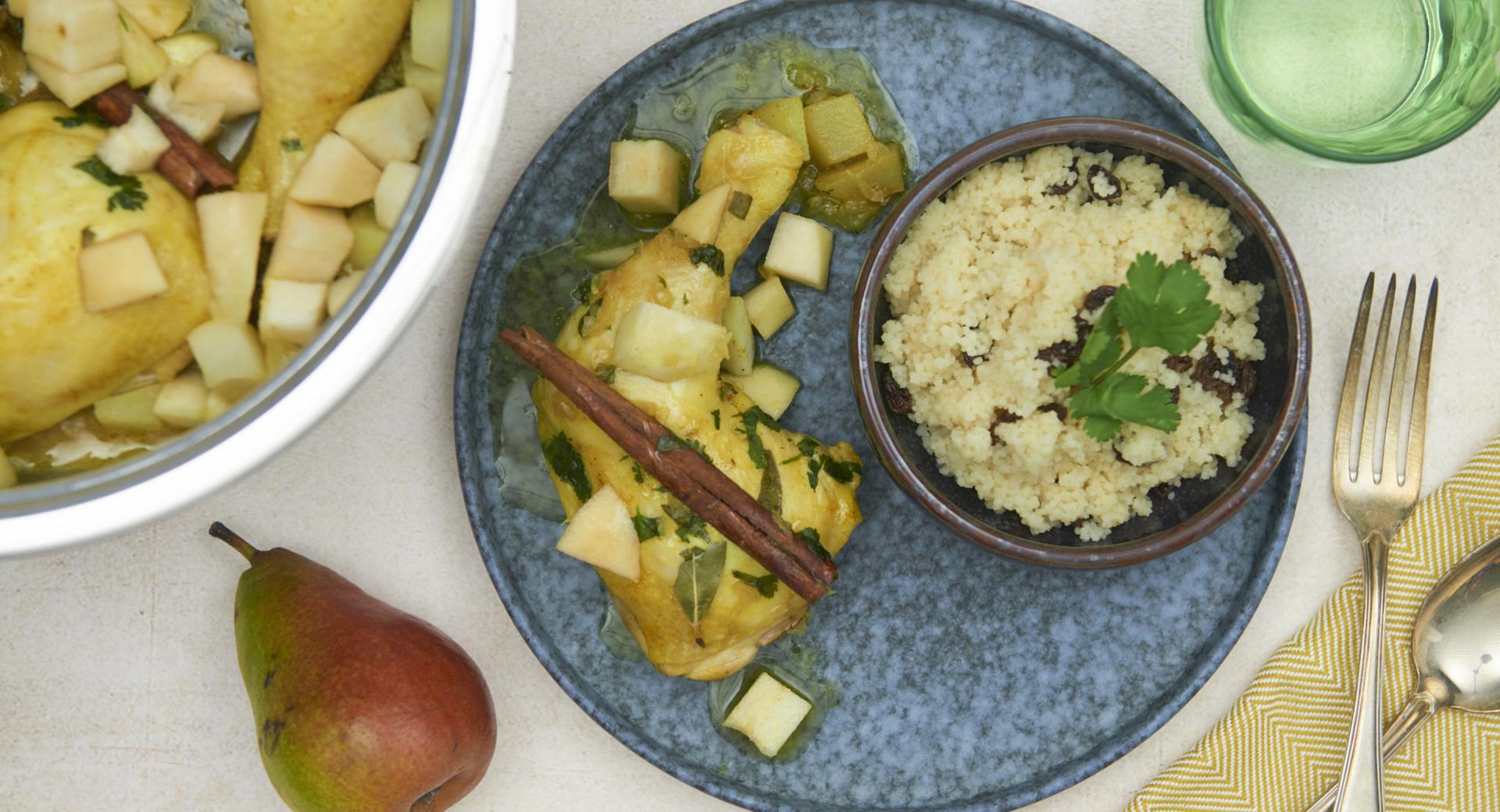 Tajín de pollo marroquí con peras