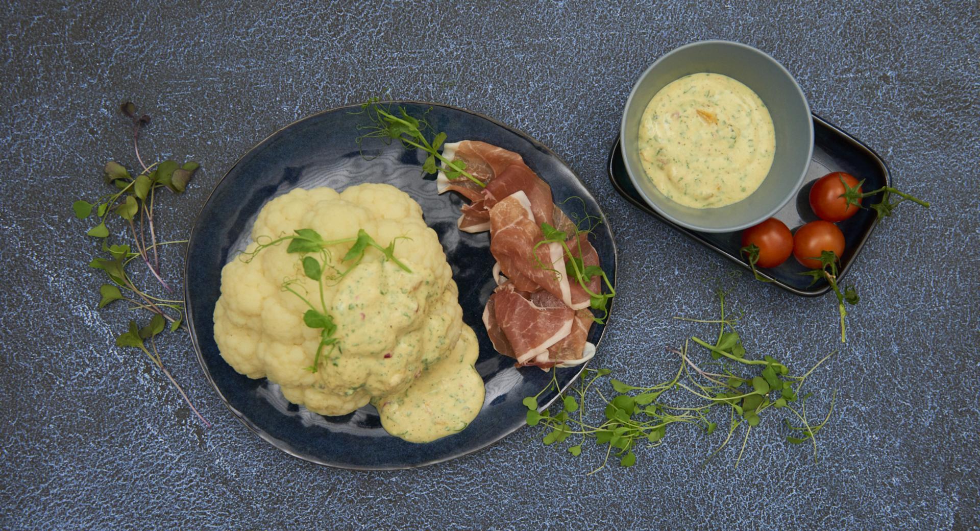 Coliflor con salsa de chile dulce