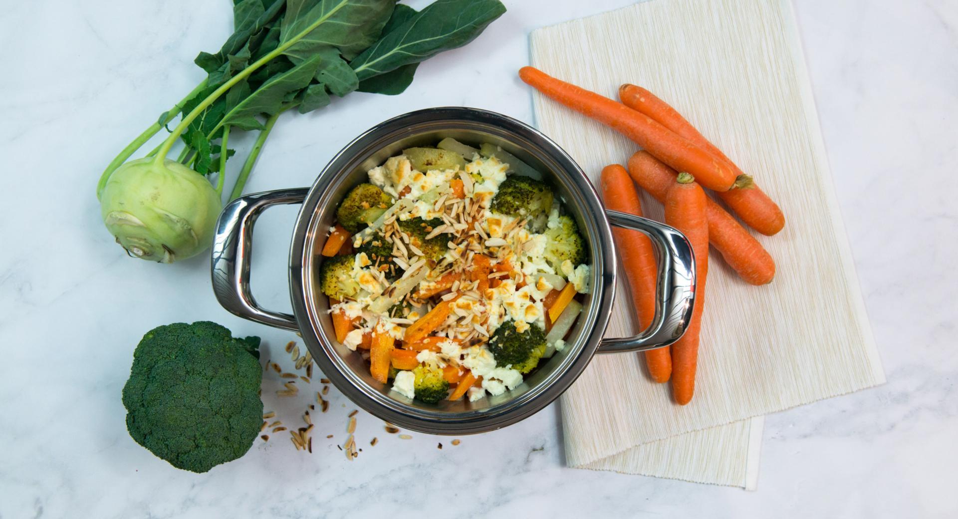 Verduras gratinadas con feta 