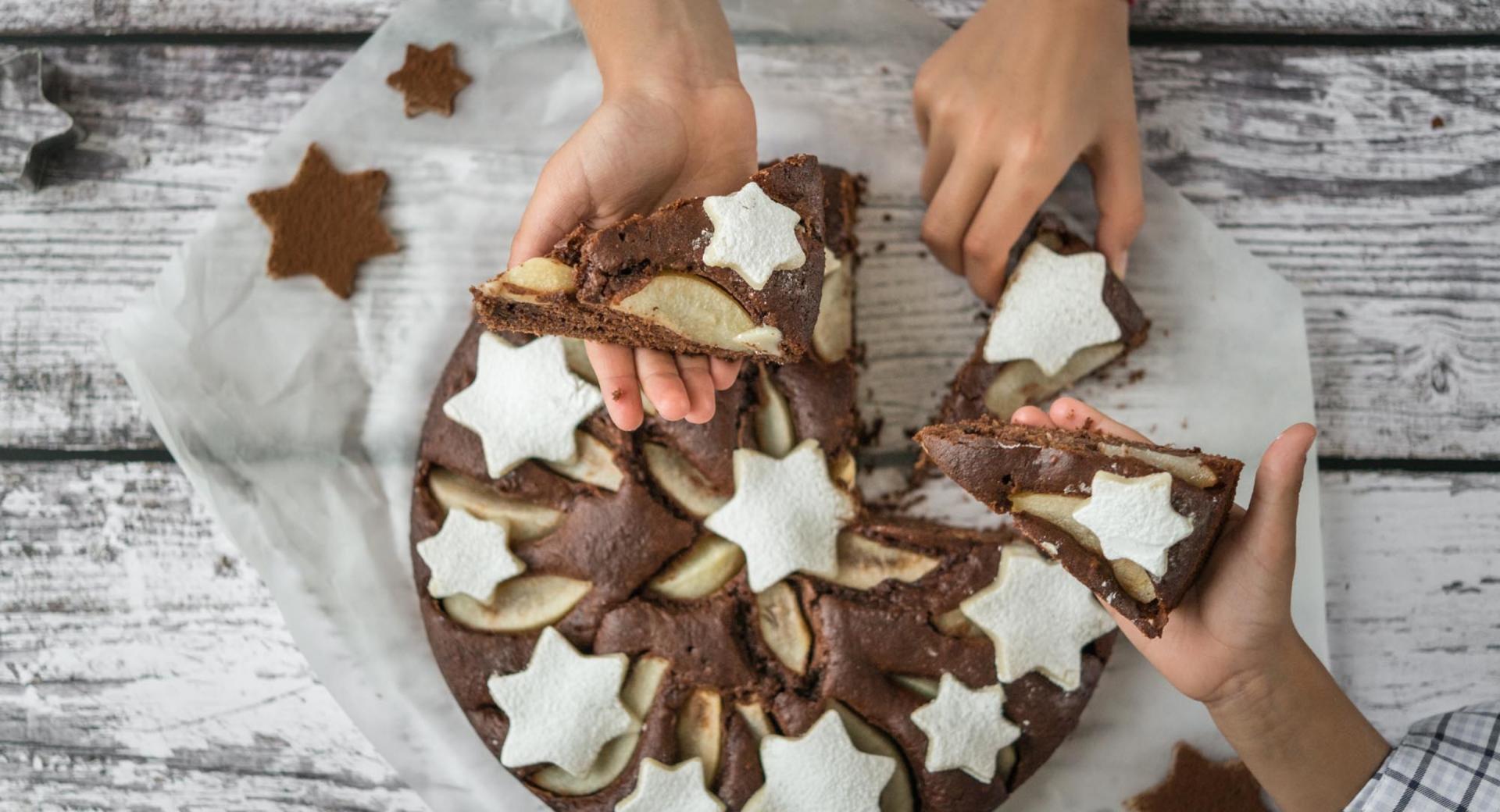 Tarta de chocolate y manzana