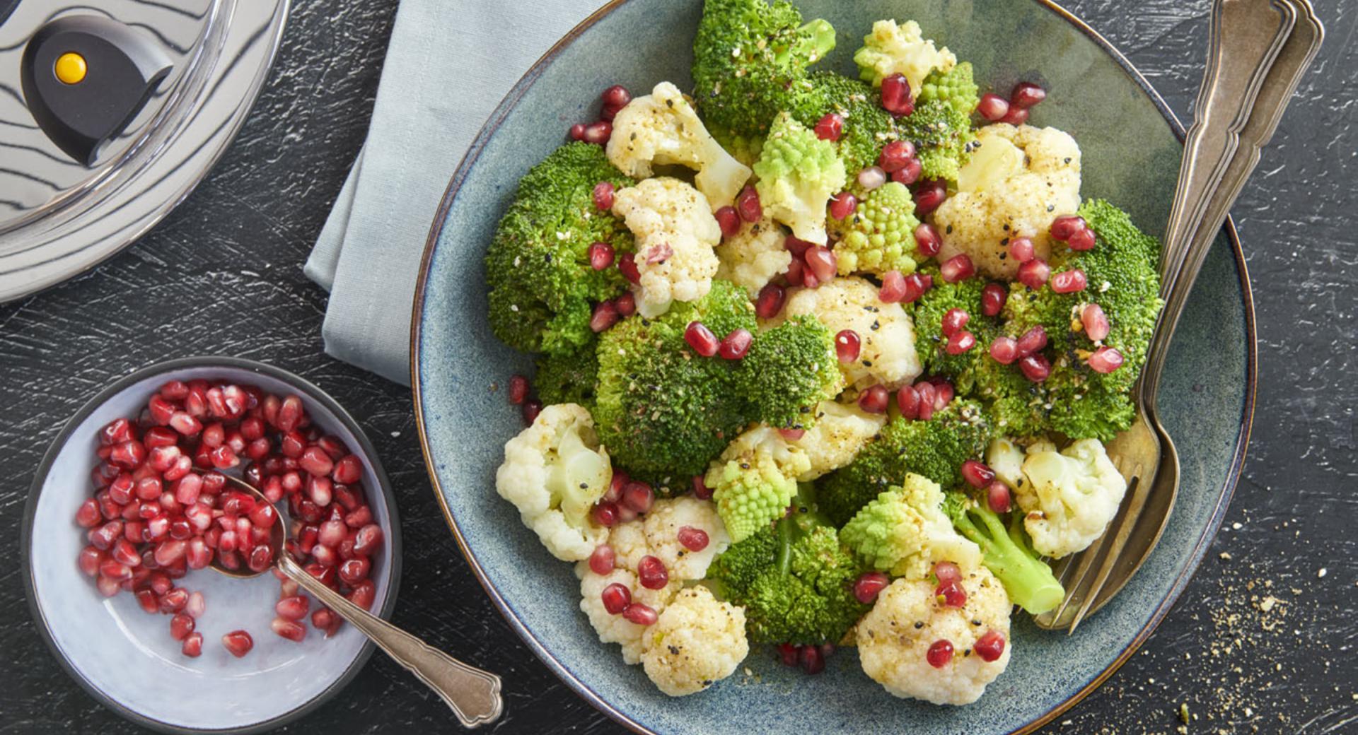 Ensalada templada de verduras con aliño de dukkah