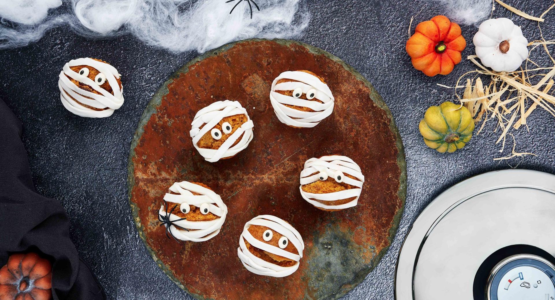 Muffins de momia de calabaza