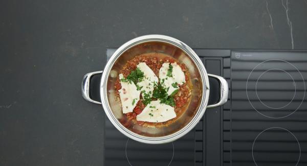 Sazonar al gusto con sal, pimienta y azúcar. Poner el pescado en la salsa, espolvorear con perejil y servir.