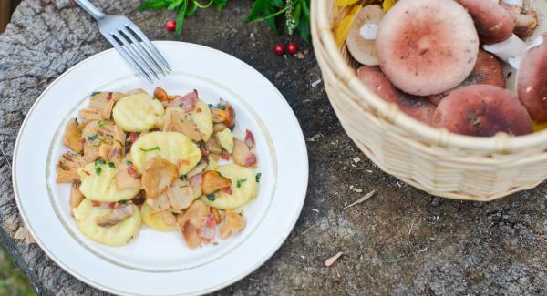 Ñoquis con boletus y castañas