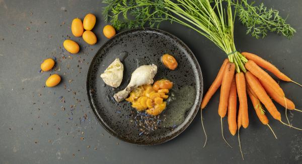 Pollo con zanahorias y naranjas