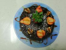 Flan de platano y chocolate