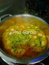 Espaguetis de verduras con pollo al curry